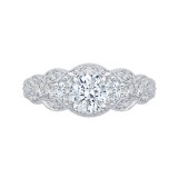 Shah Luxury 14K White Gold Round Diamond Floral Engagement Ring (Semi-Mount) photo