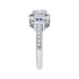 Shah Luxury 14K White Gold Cushion Diamond Halo Engagement Ring with Sapphire (Semi-Mount) photo 2