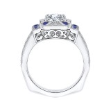 Shah Luxury 14K White Gold Cushion Diamond Halo Engagement Ring with Sapphire (Semi-Mount) photo 4