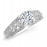 18k White Gold Diamond Prong Engagement Semi Mount Ring photo