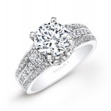 14k White Gold Three Row White Diamond Engagement Ring photo