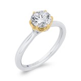 Shah Luxury 14K Two-Tone Gold Round Diamond Solitaire Plus Engagement Ring (Semi-Mount) photo 2