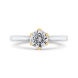 Shah Luxury 14K Two-Tone Gold Round Diamond Solitaire Plus Engagement Ring (Semi-Mount) photo