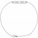 14K White Faith, Love, Hope Bar 6 1/2-7 1/2 Bracelet photo