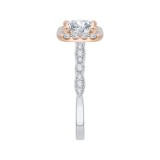 Shah Luxury Cushion Diamond Halo Vintage Engagement Ring In 14K Two-Tone Gold (Semi-Mount) photo 3