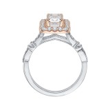 Shah Luxury Cushion Diamond Halo Vintage Engagement Ring In 14K Two-Tone Gold (Semi-Mount) photo 4