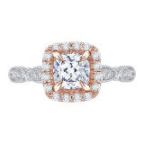 Shah Luxury Cushion Diamond Halo Vintage Engagement Ring In 14K Two-Tone Gold (Semi-Mount) photo