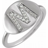 14K White Initial M 1/8 CTW Diamond Ring photo