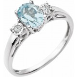 14K White Aquamarine & .04 CTW Diamond Ring photo