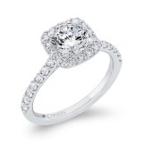 Shah Luxury 14K White Gold Round Cut Diamond Halo Engagement Ring (Semi-Mount) photo 2