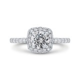 Shah Luxury 14K White Gold Round Cut Diamond Halo Engagement Ring (Semi-Mount) photo