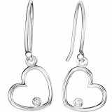 14K White .03 CTW Diamond Heart Earrings photo 2