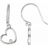 14K White .03 CTW Diamond Heart Earrings photo