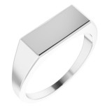 14K White 15x7 mm Rectangle Signet Ring photo