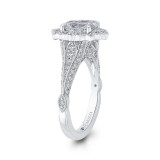 Shah Luxury 14K White Gold Oval Diamond Halo Vintage Engagement Ring (Semi-Mount) photo 3
