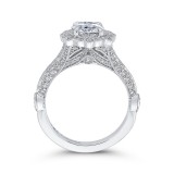 Shah Luxury 14K White Gold Oval Diamond Halo Vintage Engagement Ring (Semi-Mount) photo 4