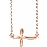 14K Rose Sideways Cross 16-18 Necklace photo