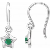 14K White 3 mm Round May Youth Star Birthstone Earrings photo