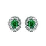 Gems One 10Kt White Gold Diamond (1/6Ctw) & Emerald (3/8 Ctw) Earring photo