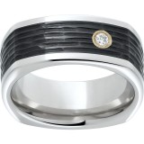 Serinium Square Band with Bark Finished Black CeramicInlay and One .06 Round Brilliant Diamond photo