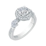 Shah Luxury 14K White Gold Round Diamond Floral Halo Engagement Ring (Semi-Mount) photo 2