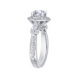 Shah Luxury 14K White Gold Round Diamond Floral Halo Engagement Ring (Semi-Mount) photo 3