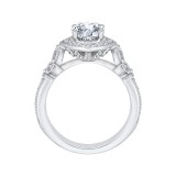 Shah Luxury 14K White Gold Round Diamond Floral Halo Engagement Ring (Semi-Mount) photo 4