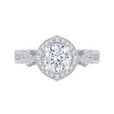 Shah Luxury 14K White Gold Round Diamond Floral Halo Engagement Ring (Semi-Mount) photo