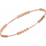 14K Rose 3.66 mm Beaded Bangle 7 Bracelet photo 2