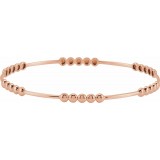 14K Rose 3.66 mm Beaded Bangle 7 Bracelet photo