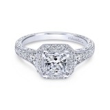 Gabriel & Co. 14k White Gold Victorian Halo Engagement Ring photo