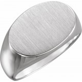 14K White 18x12 mm Oval Signet Ring photo