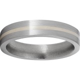 Titanium Flat Band with a 1mm Sterling Silver Inlay and Satin Finish photo