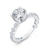 Shah Luxury Round Cut Diamond Floral Engagement Ring In 14K White Gold (Semi-Mount) photo 2