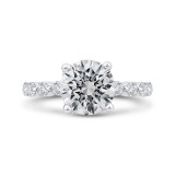 Shah Luxury Round Cut Diamond Floral Engagement Ring In 14K White Gold (Semi-Mount) photo