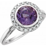 14K White Amethyst & 1/8 CTW Diamond Ring photo