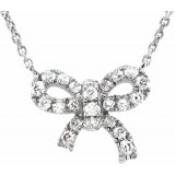 14K White 1/6 CTW Diamond Bow 18 Necklace photo