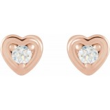 14K Rose .03 CTW Diamond Youth Heart Earrings photo 2
