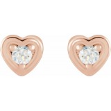14K Rose .03 CTW Diamond Youth Heart Earrings photo 2