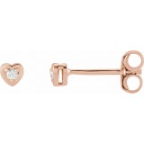 14K Rose .03 CTW Diamond Youth Heart Earrings photo