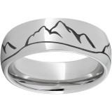 Serinium Domed Band with Mountain Range Laser Engraving photo
