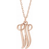 14K Rose Script Initial W 16-18 Necklace photo