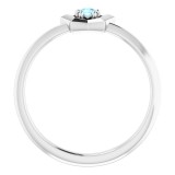 14K White 3 mm Round March Youth Star Birthstone Ring photo 2