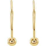 14K Yellow Youth Hoop Earrings with Bead photo 2
