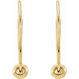 14K Yellow Youth Hoop Earrings with Bead photo 2