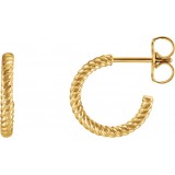 14K Yellow 12 mm Rope Hoop Earrings photo 2