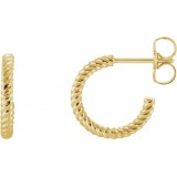 14K Yellow 12 mm Rope Hoop Earrings photo