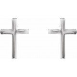 14K White 10 mm Cross Earrings photo 2