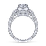 Gabriel & Co. 14k White Gold Art Deco Halo Engagement Ring photo 2