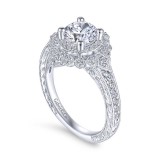 Gabriel & Co. 14k White Gold Art Deco Halo Engagement Ring photo 3